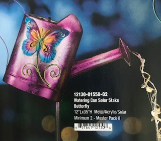 Watering Can Solar Stake – Butterfly